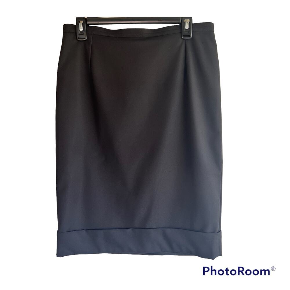 MaxMara cuffed hem midi pencil skirt black back hidden zip Size 12